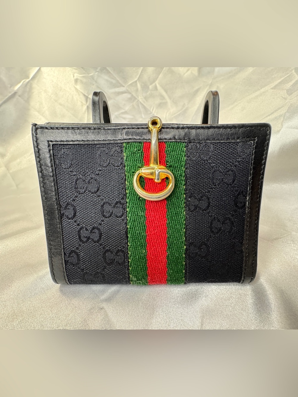 Gucci Vintage Black Sherry Line Horsebit Wallet